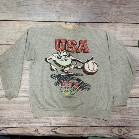 Vintage Sweaters - Vintage USA Olympic Tasmanian Devil Sweatshirt